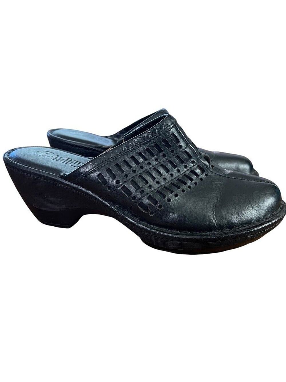 Lobo Solo Womens Bovine Leather Black Slip On Mules Clogs Casual Shoes sz 9